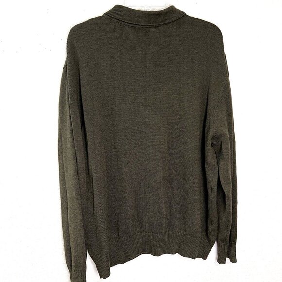 HATHAWAY PLATINUM Extra Fine Italian Merino Wool Sweater Mens XL Olive 1/4 Zip - Picture 2 of 9